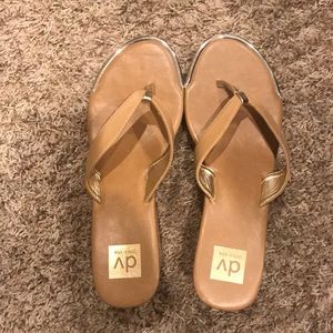 Tan with gold trim sandals